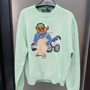 Polo by Ralph Lauren Light Green Bear Crewneck Sweater